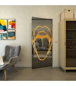 Pendeltür - Fineprint Model 111 Gold auf Grauglas