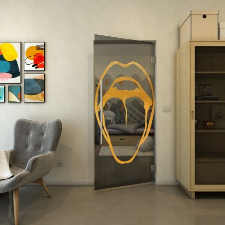 Pendeltür - Fineprint Model 111 Gold auf Grauglas