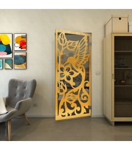 Pendeltür - Fineprint Model 112 Gold auf Grauglas