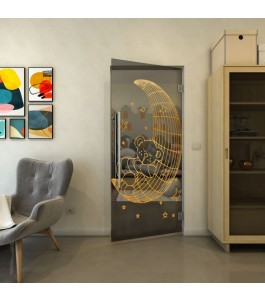 Pendeltür - Fineprint Model 113 Gold auf Grauglas