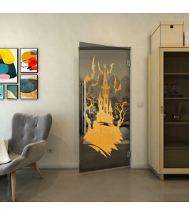 Pendeltür - Fineprint Model 114 Gold auf Grauglas