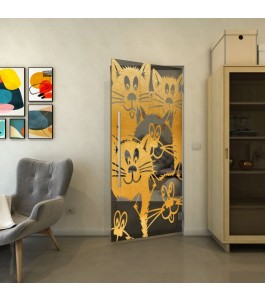 Pendeltür - Fineprint Model 115 Gold auf Grauglas