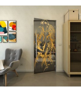 Pendeltür - Fineprint Model 116 Gold auf Grauglas