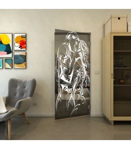 Pendeltür - Fineprint Model 116 Weiss auf Grauglas