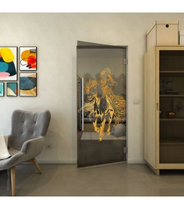 Pendeltür - Fineprint Model 118 Gold auf Grauglas