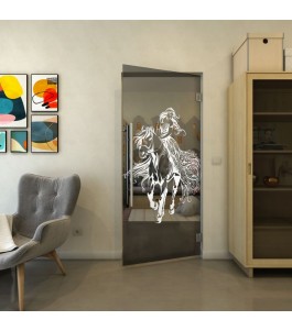 Pendeltür - Fineprint Model 118 Weiss auf Grauglas