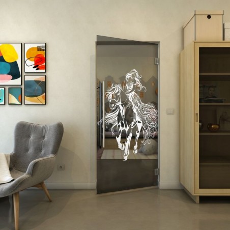 Pendeltür - Fineprint Model 118 Weiss auf Grauglas