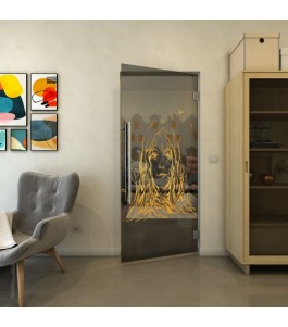 Pendeltür - Fineprint Model 119 Gold auf Grauglas