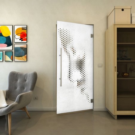 Pendeltür - Fineprint Model 120 Weiss auf Grauglas
