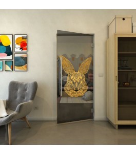 Pendeltür - Fineprint Model 121 Gold auf Grauglas