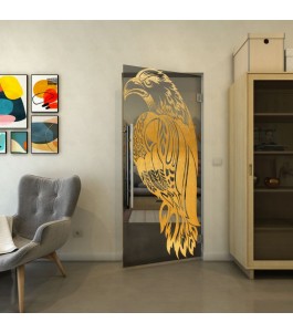Pendeltür - Fineprint Model 122 Gold auf Grauglas