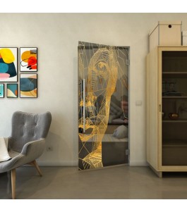 Pendeltür - Fineprint Model 123 Gold auf Grauglas