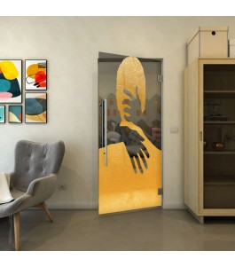 Pendeltür - Fineprint Model 124 Gold auf Grauglas