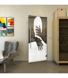 Pendeltür - Fineprint Model 124 Weiss auf Grauglas