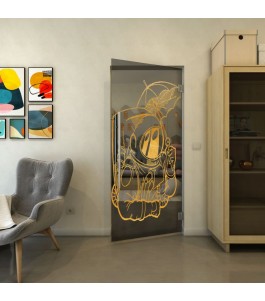 Pendeltür - Fineprint Model 126 Gold auf Grauglas
