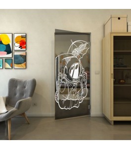 Pendeltür - Fineprint Model 126 Weiss auf Grauglas