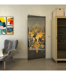 Pendeltür - Fineprint Model 127 Gold auf Grauglas