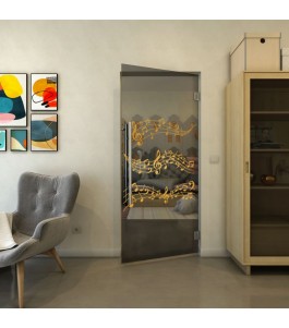 Pendeltür - Fineprint Model 128 Gold auf Grauglas