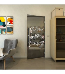 Pendeltür - Fineprint Model 128 Weiss auf Grauglas