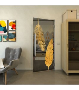 Pendeltür - Fineprint Model 129 Gold auf Grauglas
