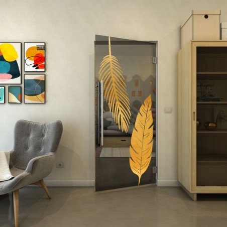 Pendeltür - Fineprint Model 129 Gold auf Grauglas