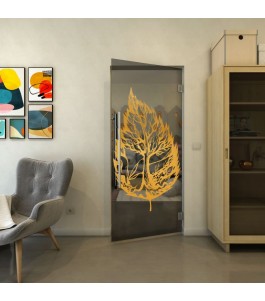 Pendeltür - Fineprint Model 130 Gold auf Grauglas