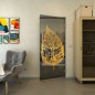 Pendeltür - Fineprint Modell 130 Gold auf Grauglas Pendeltür - Fineprint Modell 130 Gold auf Grauglas