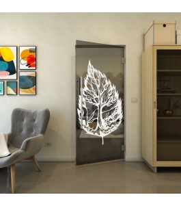 Pendeltür - Fineprint Model 130 Weiss auf Grauglas