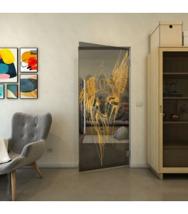 Pendeltür - Fineprint Model 131 Gold auf Grauglas