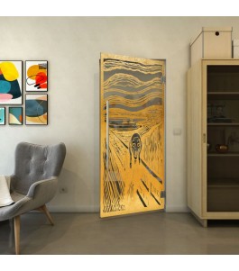 Pendeltür - Fineprint Model 133 Gold auf Grauglas
