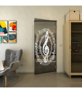 Pendeltür - Fineprint Model 134 Weiss auf Grauglas