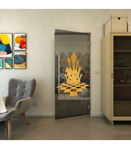 Pendeltür - Fineprint Model 136 Gold auf Grauglas