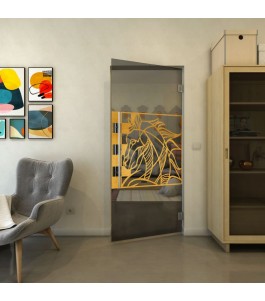 Pendeltür - Fineprint Model 137 Gold auf Grauglas