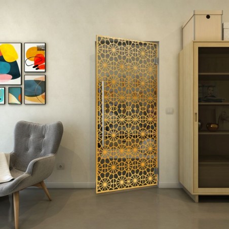 Pendeltür - Fineprint Model 143 Gold auf Grauglas
