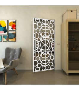 Pendeltür - Fineprint Model 144 Weiss auf Grauglas