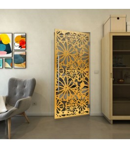 Pendeltür - Fineprint Model 145 Gold auf Grauglas