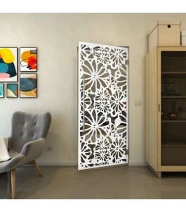 Pendeltür - Fineprint Model 145 Weiss auf Grauglas