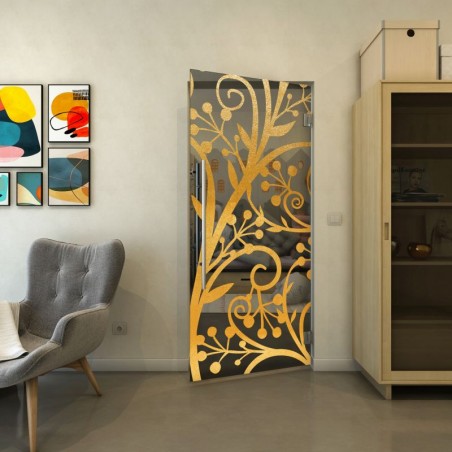 Pendeltür - Fineprint Model 146 Gold auf Grauglas