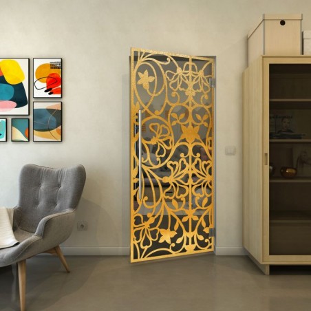 Pendeltür - Fineprint Model 147 Gold auf Grauglas