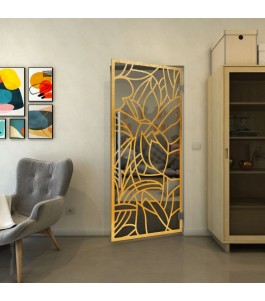 Pendeltür - Fineprint Model 148 Gold auf Grauglas