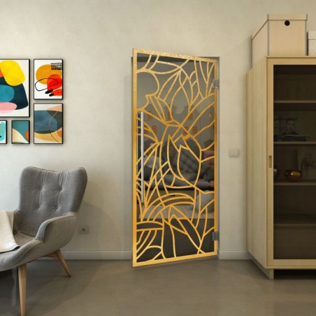 Pendeltür - Fineprint Model 148 Gold auf Grauglas