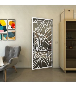 Pendeltür - Fineprint Model 148 Weiss auf Grauglas