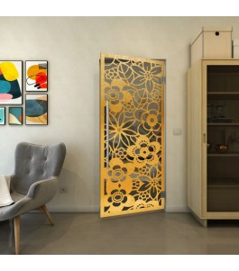 Pendeltür - Fineprint Model 149 Gold auf Grauglas