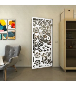 Pendeltür - Fineprint Model 149 Weiss auf Grauglas