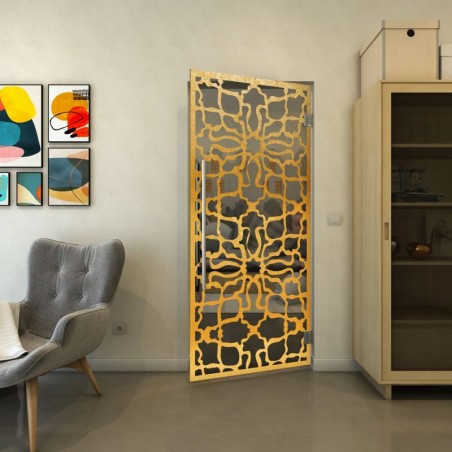 Pendeltür - Fineprint Model 150 Gold auf Grauglas