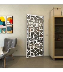 Pendeltür - Fineprint Model 150 Weiss auf Grauglas