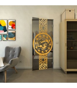 Pendeltür - Fineprint Model 151 Gold auf Grauglas