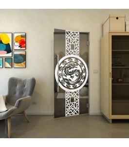 Pendeltür - Fineprint Model 151 Weiss auf Grauglas