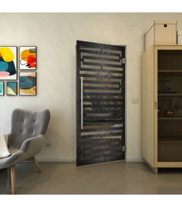 Pendeltür - Fineprint Model 153 Schwarz auf Grauglas