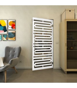 Pendeltür - Fineprint Model 153 Weiss auf Grauglas